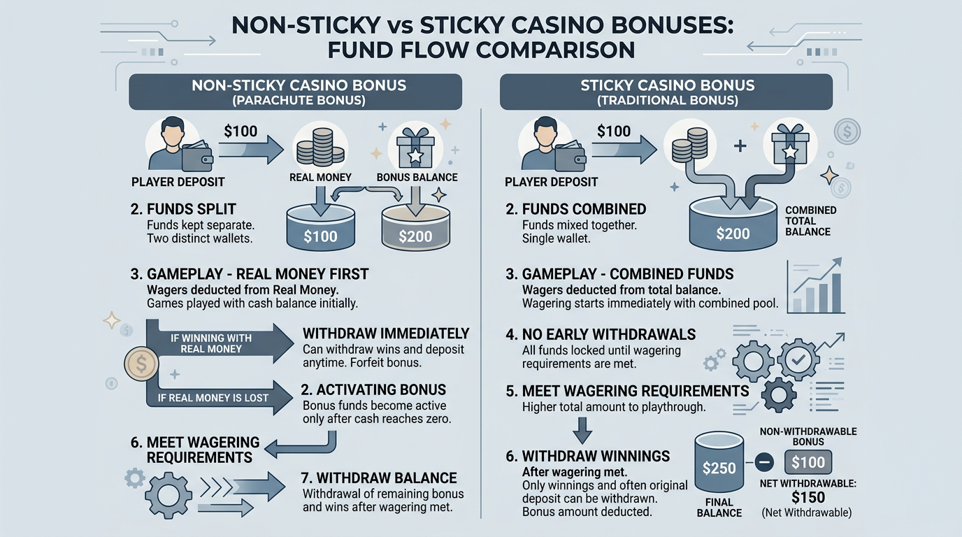 Porównanie mechaniki bonusów kasynowych: Non-sticky vs Sticky