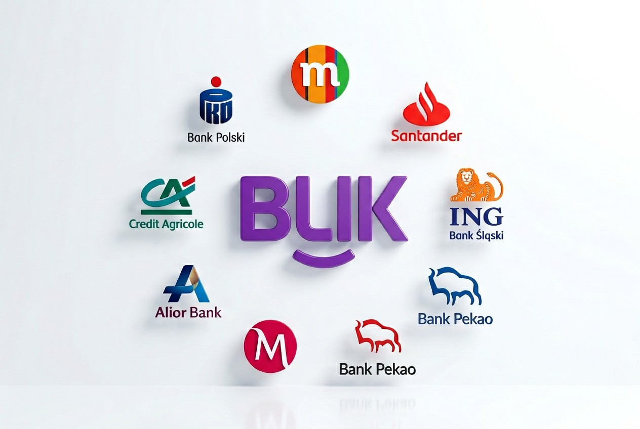Logotypy polskich banków zintegrowanych z systemem BLIK w 2026 roku